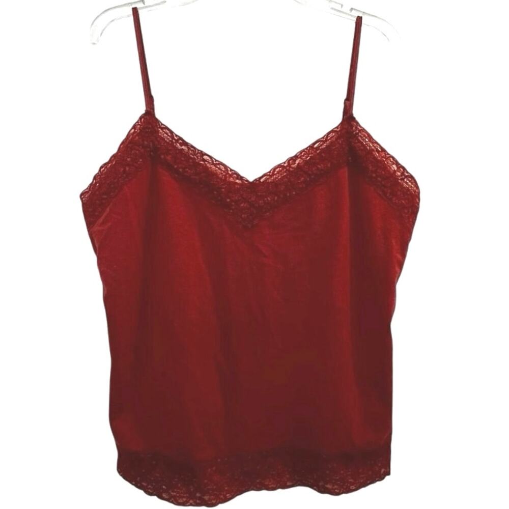 Apostrophe Rust Stretch Camisole Lace Trim & Adjustable Straps Petite Large !